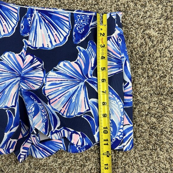 Lilly Pulitzer Adelia Scuba Shorts Blue Pink Swim Water Stretch Scallop Size S - Picture 10 of 10